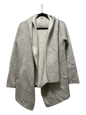 Margaret O'Leary Ivory Ribbed Knit Hooded Cardigan